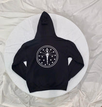 Load image into Gallery viewer, rear of Black Streetwear Hoodie with INDY logo