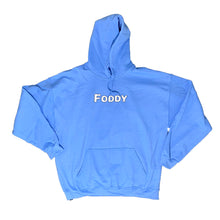 Load image into Gallery viewer, Embroidered Blue Clouds Hoodie with Foddy Indianapolis Streetwear Logo