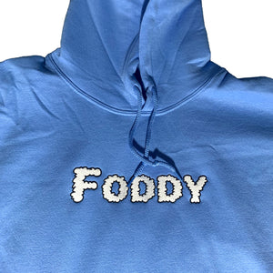 Embroidered Blue Clouds Hoodie with Foddy Indianapolis Streetwear Logo