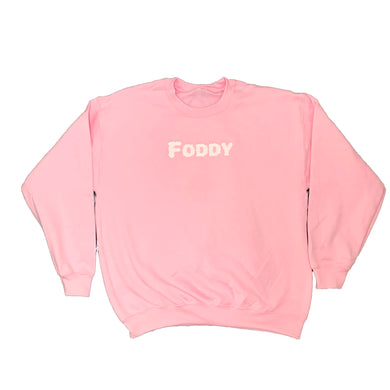Light Pink Sweatshirt, Embroidered Light Pink Crew Neck, Cloud Logo