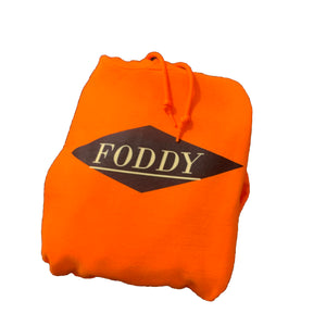 Orange Hoodie with Foddy Indianapolis Streetwear Logo Inside Diamond Shape