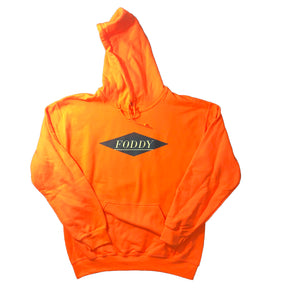 Orange Hoodie with Foddy Indianapolis Streetwear Logo Inside Diamond Shape