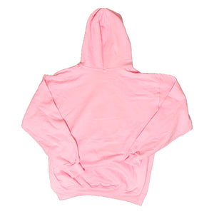 Back of Embroidered Baby Pink Hoodie with Foddy Indianapolis Logo