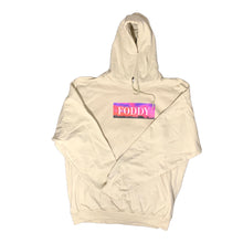 Load image into Gallery viewer, Beige sunset hoodie foddy logo kangaroo pocket